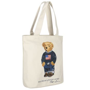 Girls Ivory Polo Bear Logo Tote Bag ( 36cm )