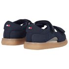 Younger Boys Navy Blue Leather Sandals, 1, hi-res