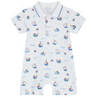 Baby Boys White Boats At Sea Polo Romper, 1, hi-res