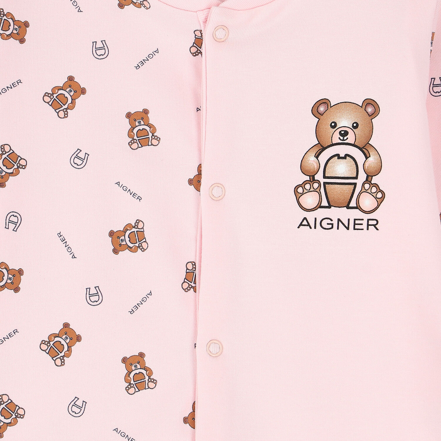 Baby Girls Pink Teddy Logo Babygrow, 3, hi-res