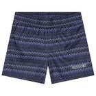 Boys Navy Blue Zig Zag Logo Swim Shorts, 1, hi-res