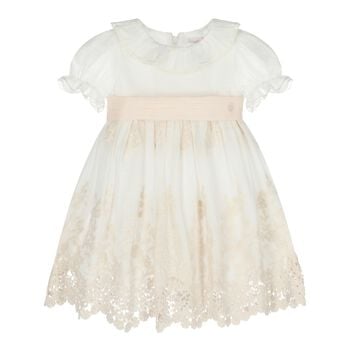 Baby Girls White Floral Embroidered Dress