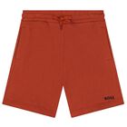 Boys White & Orange Logo Shorts Set, 1, hi-res