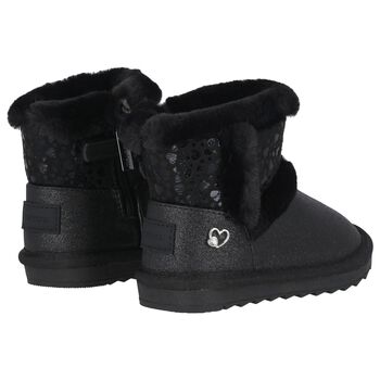 Younger Girls Black Faux Leather Boots