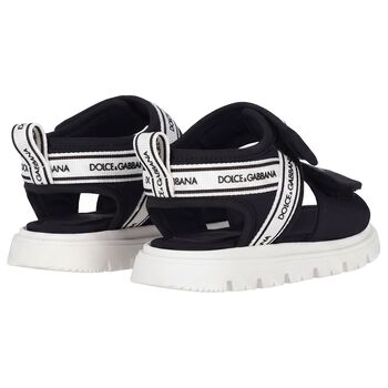 Black & White Younger Logo Velcro Sandals