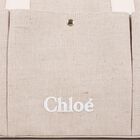 Beige Canvas Logo Changing Bag, 1, hi-res