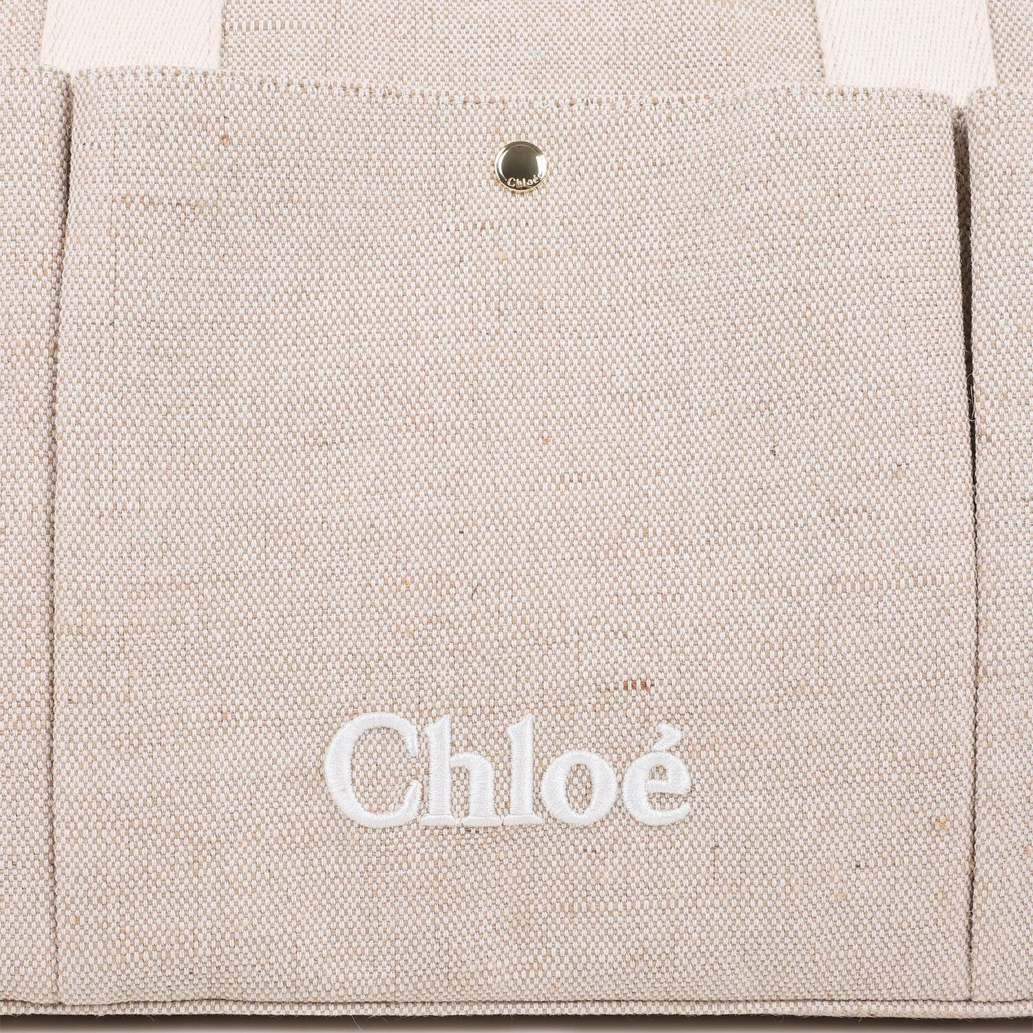 Beige Canvas Logo Changing Bag, 1, hi-res