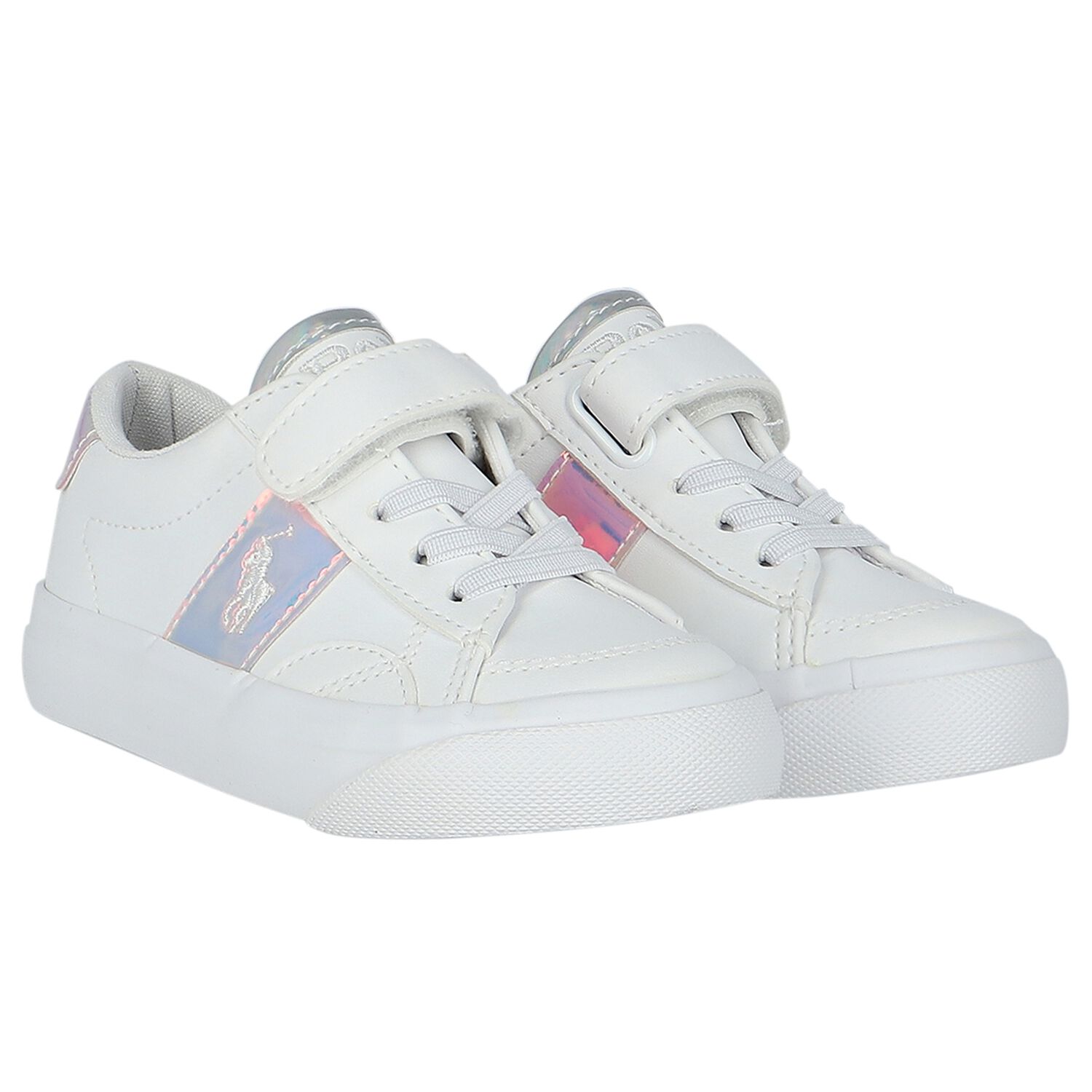 Girls White Logo Trainers, 1, hi-res
