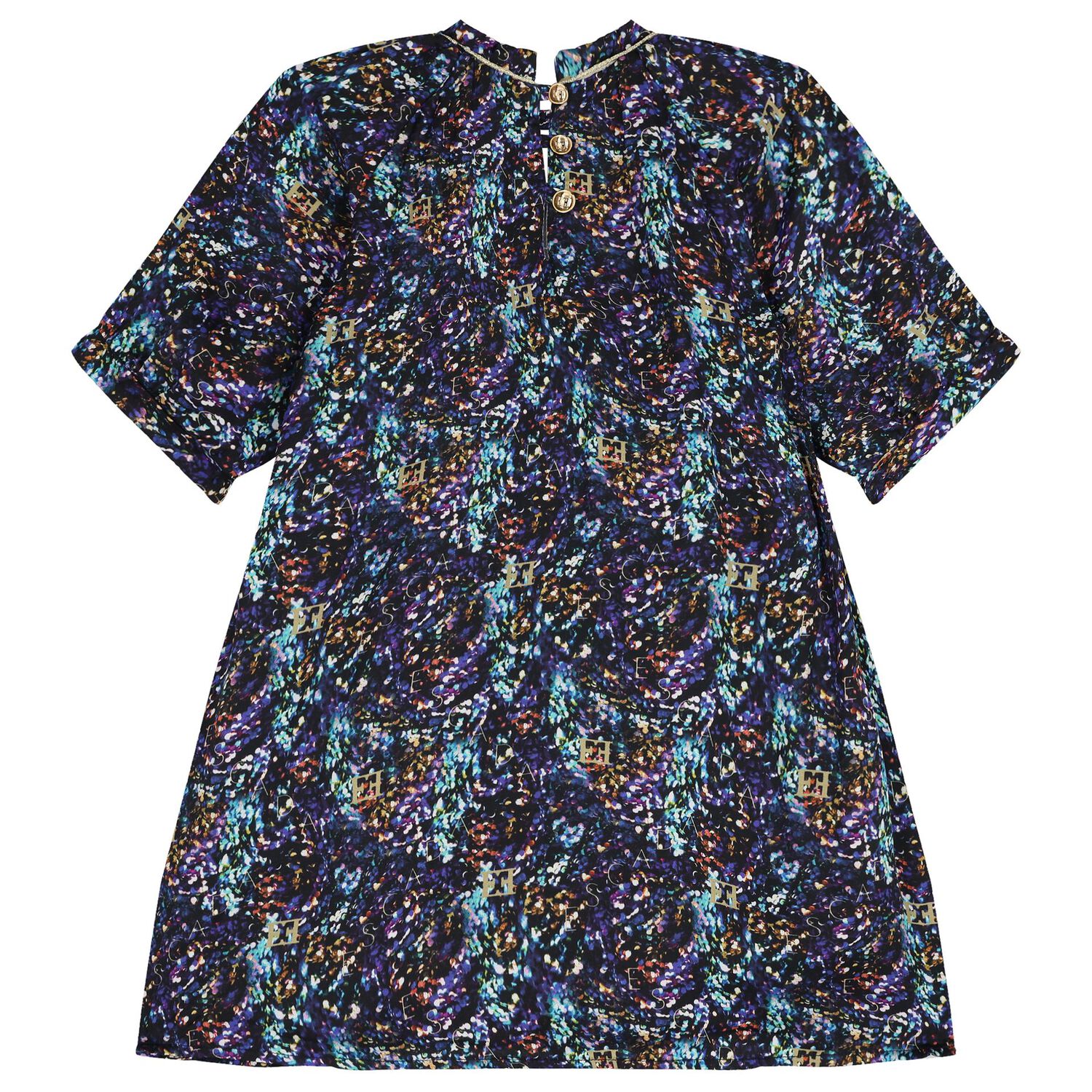 Girls Navy Blue Logo Dress, 1, hi-res