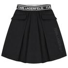 Girls Black Logo Skirt, 1, hi-res