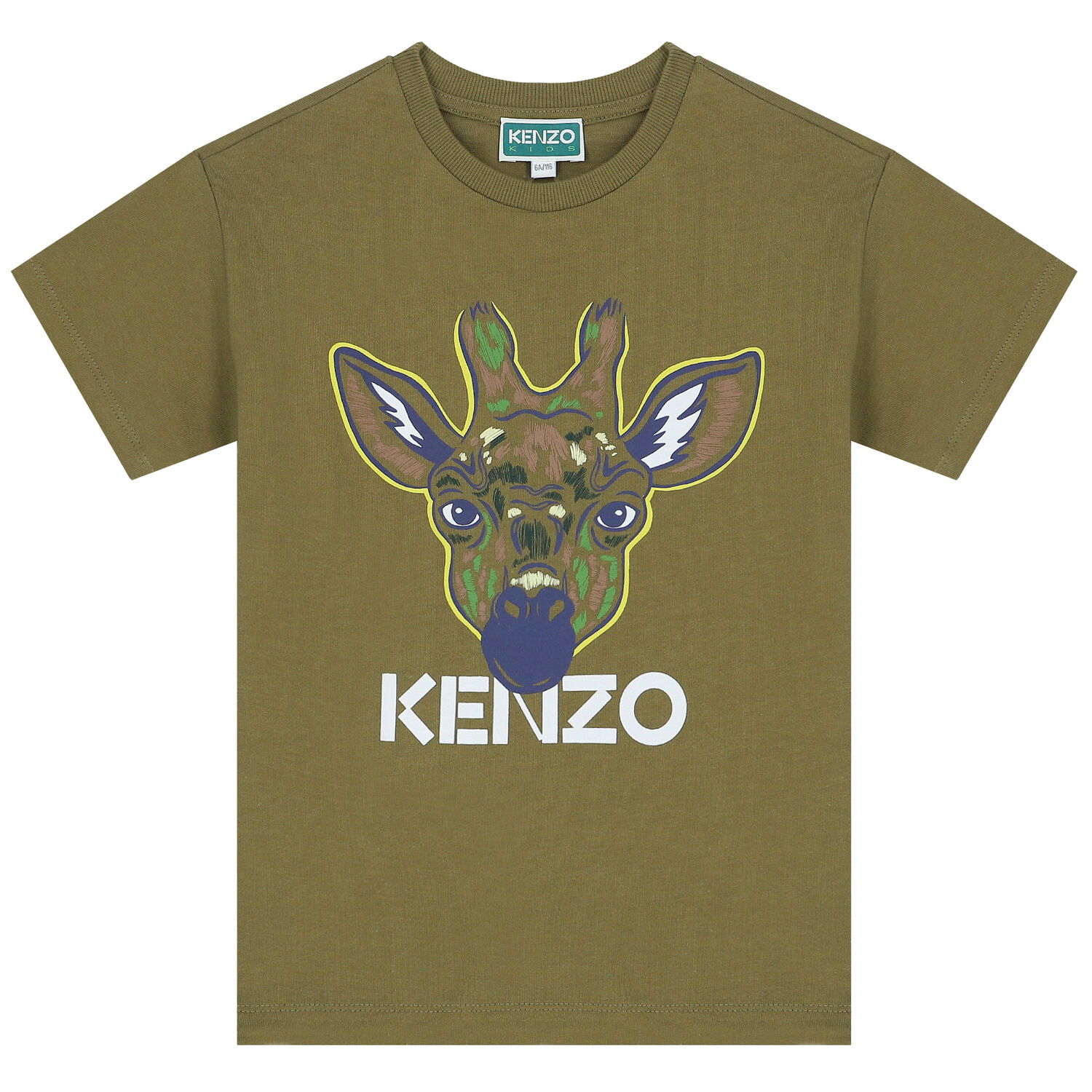 Boys Khaki Green Giraffe Logo T-Shirt, 1, hi-res