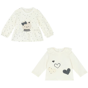 Baby Girls Ivory & grey Tops (2 Pack)