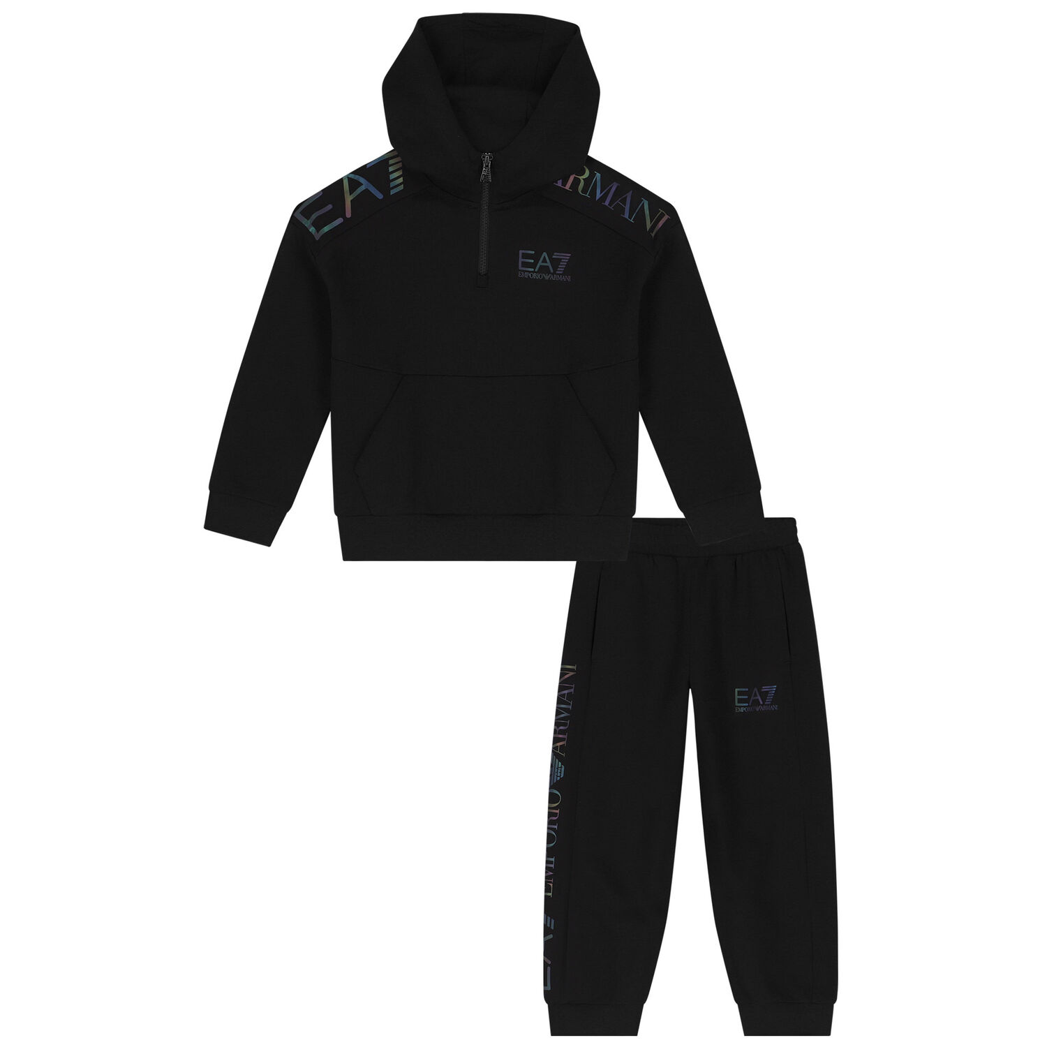 Boys Black Iridescent Logo Tracksuit, 1, hi-res