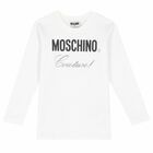 White Logo Embellished Long Sleeve Top, 1, hi-res