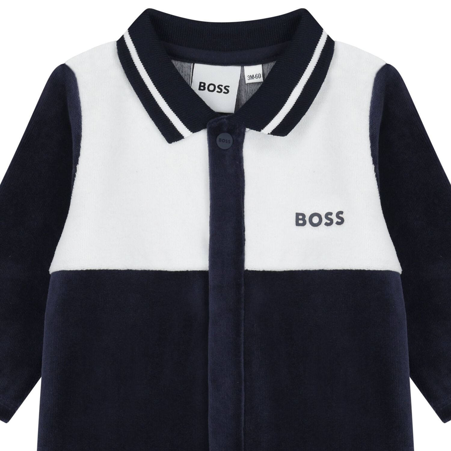 Baby Boys Navy Blue & White Logo Babygrow, 1, hi-res