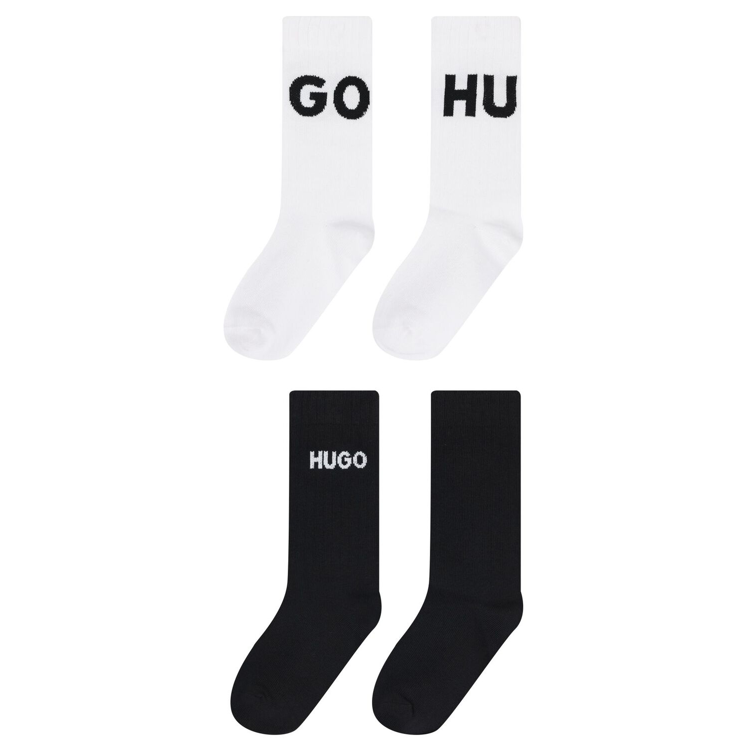 Boys Black & White Logo Socks (2 Pack), 1, hi-res image number null
