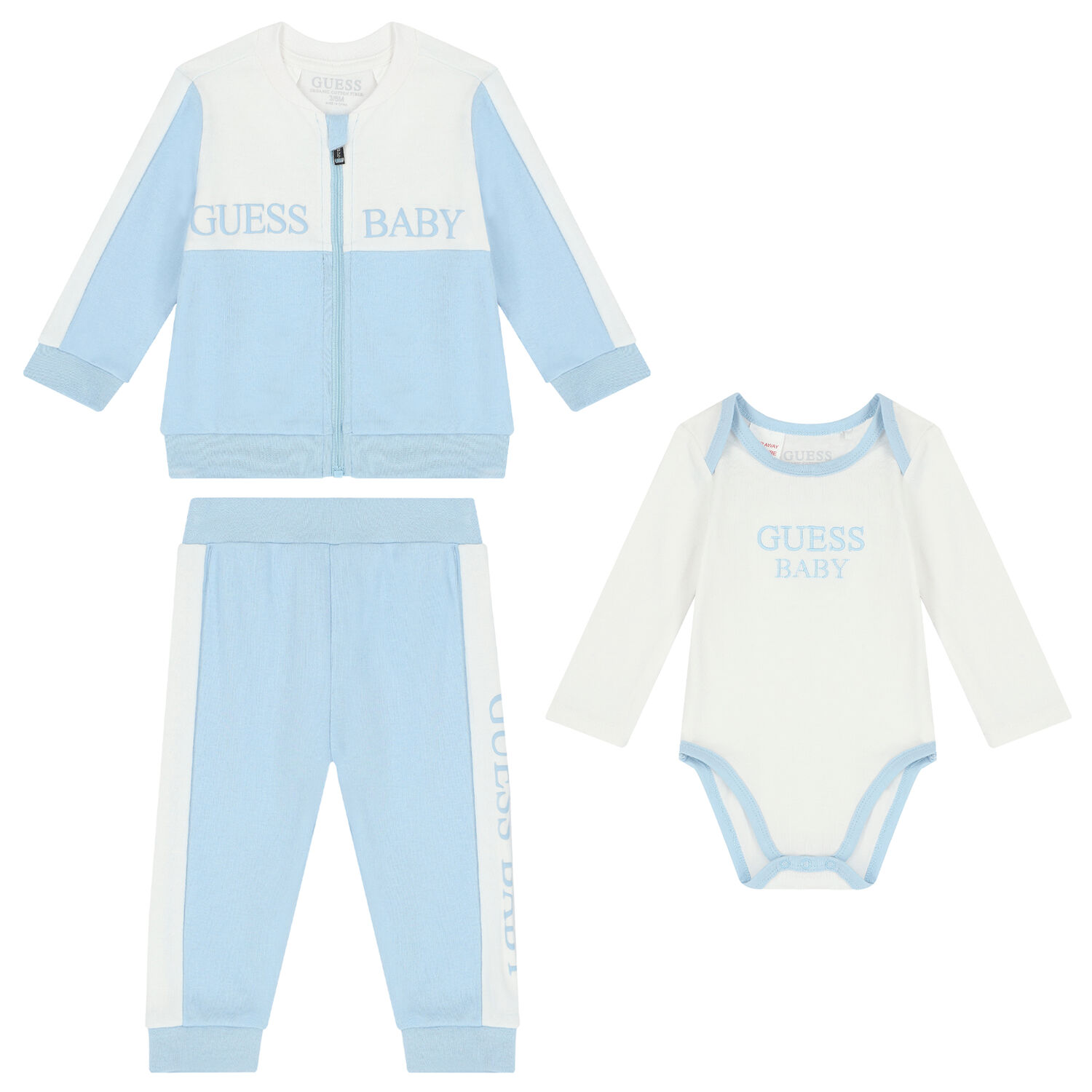 Baby Boys Blue & White Logo Tracksuit Set, 1, hi-res
