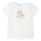 Girls White Cotton T-shirt, 1, hi-res