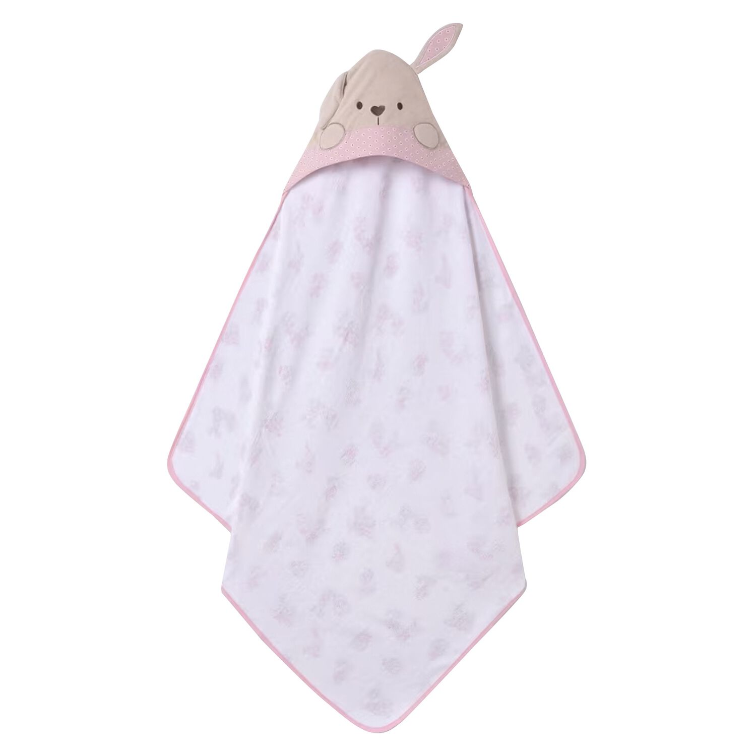 Baby Girls White & Pink Puppy Hooded Towel, 2, hi-res image number null