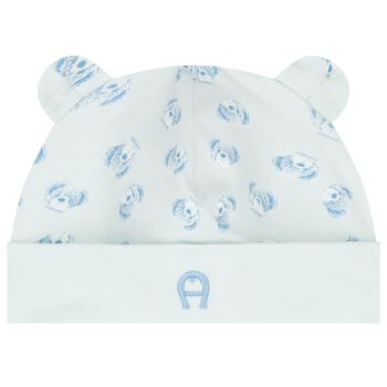 Baby Boys Blue Teddy Bear Logo Hat