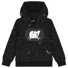 Boys Black Logo Hooded Top, 1, hi-res