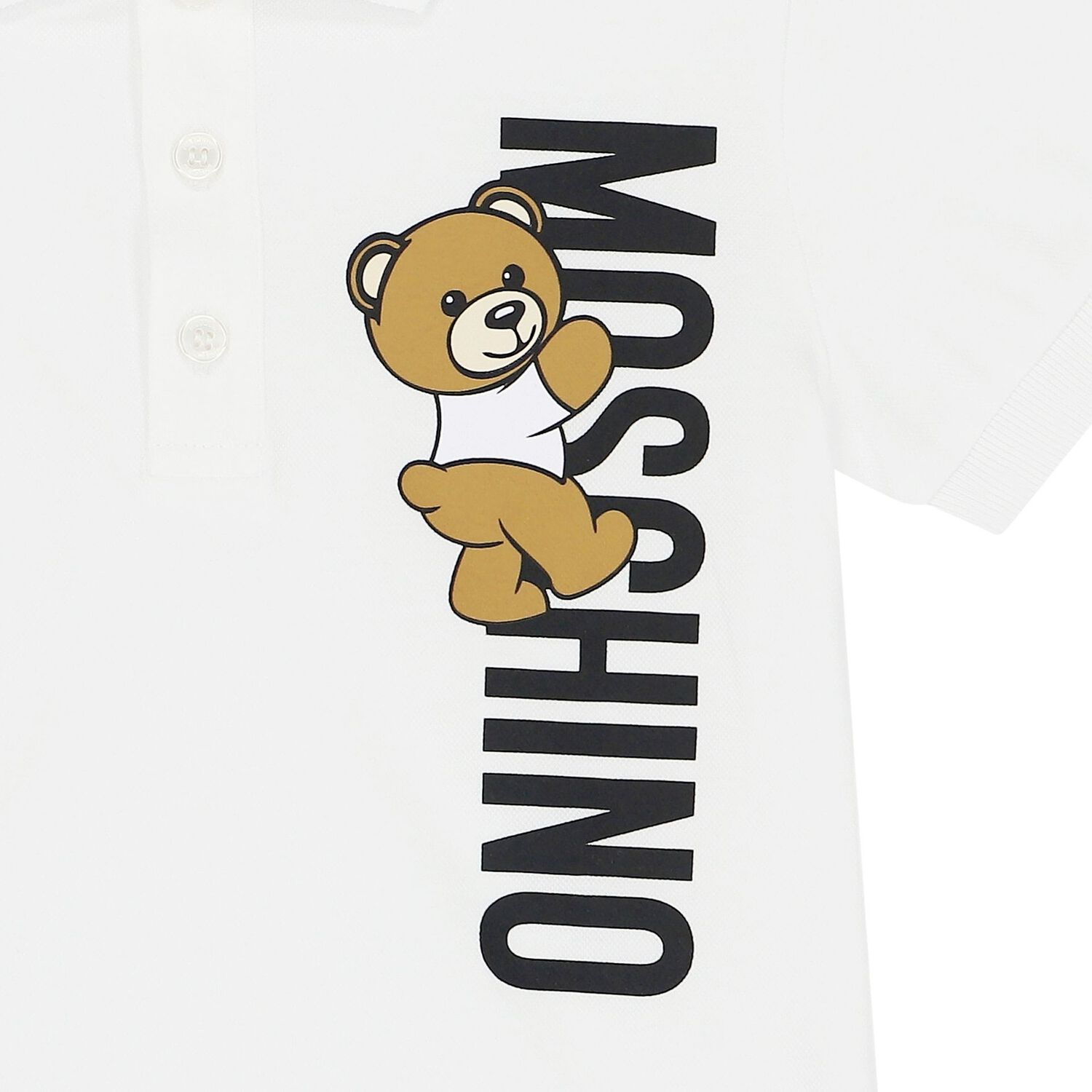 Boys White Teddy Bear Logo Polo Shirt, 1, hi-res