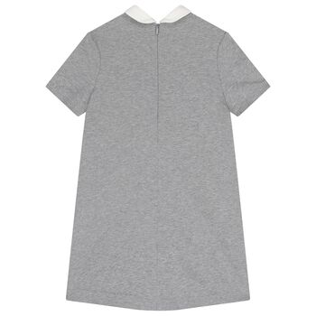 Girls Grey Web Stripe Dress