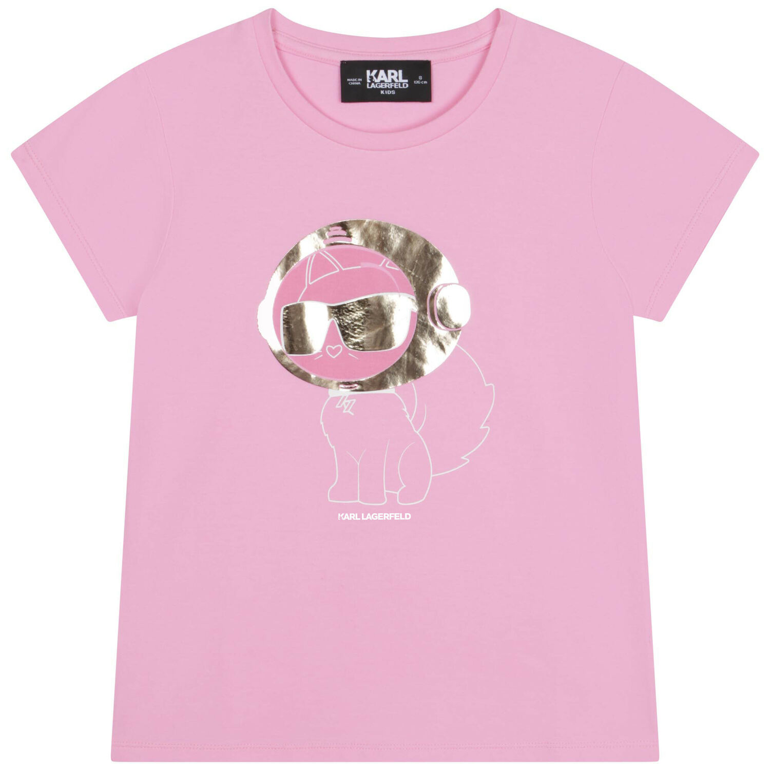 Girls Pink Choupette Logo T-Shirt, 1, hi-res