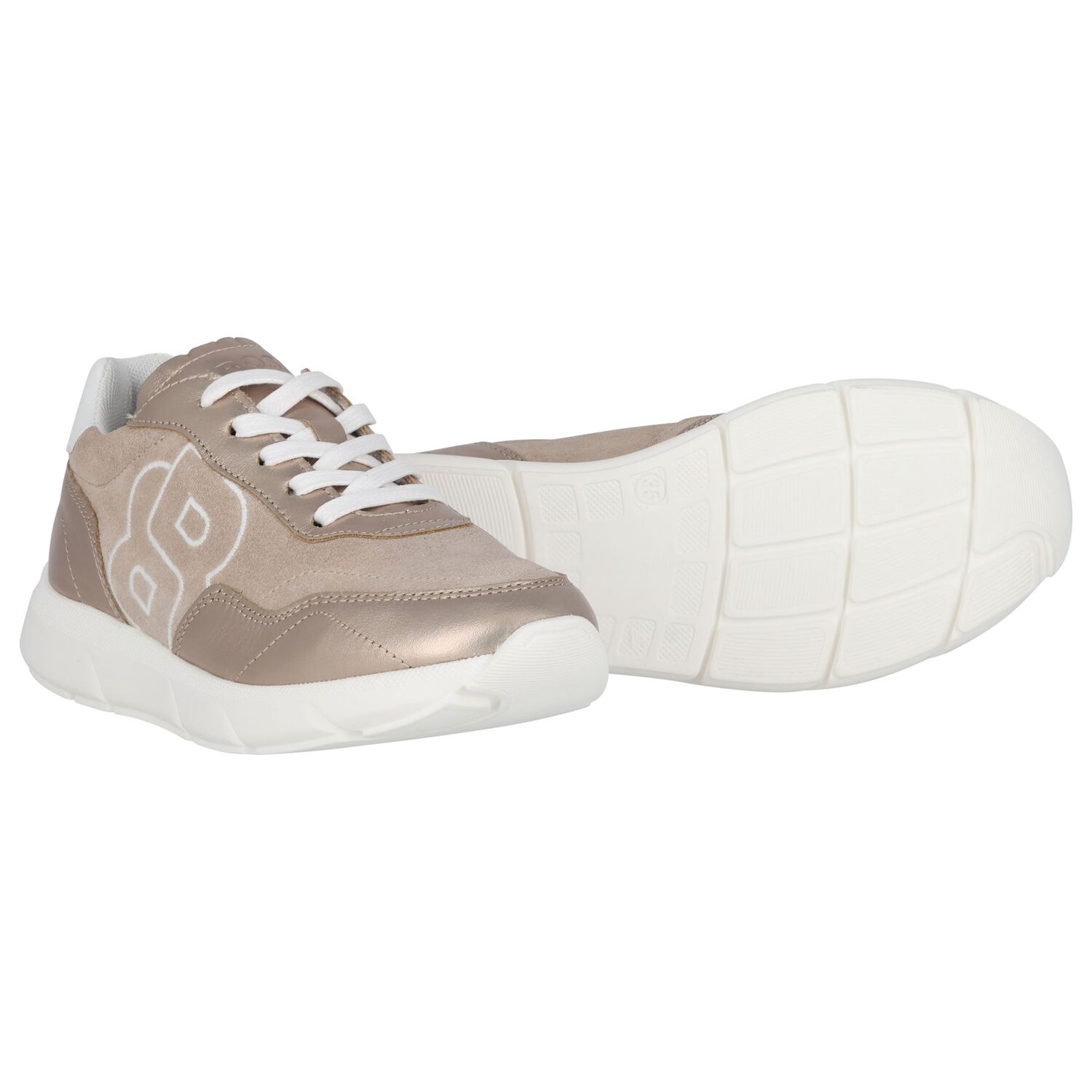 Girls Gold Logo Trainers, 1, hi-res