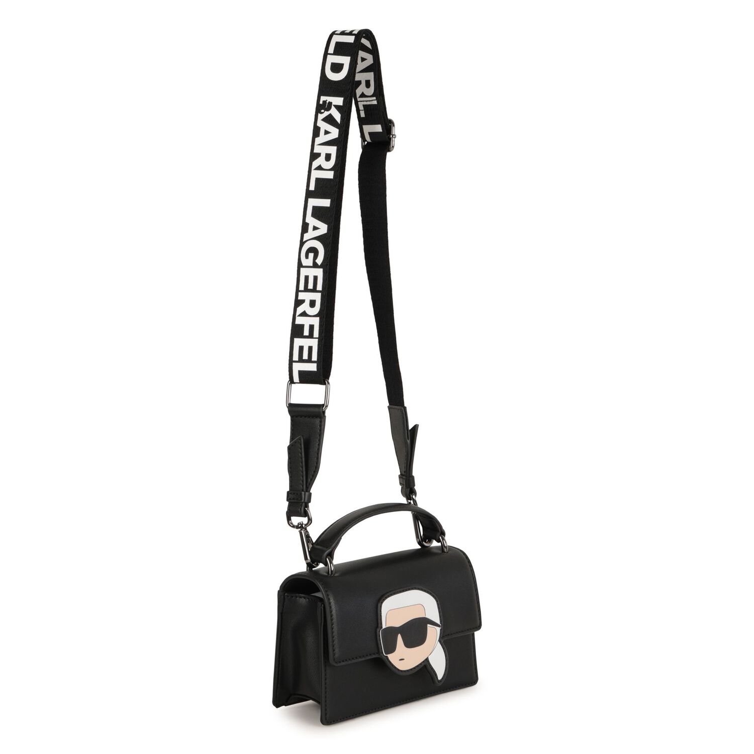 Girls Black Ikonik Karl Handbag, 1, hi-res