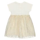 Younger Girls Ivory & Gold Logo Dress, 1, hi-res