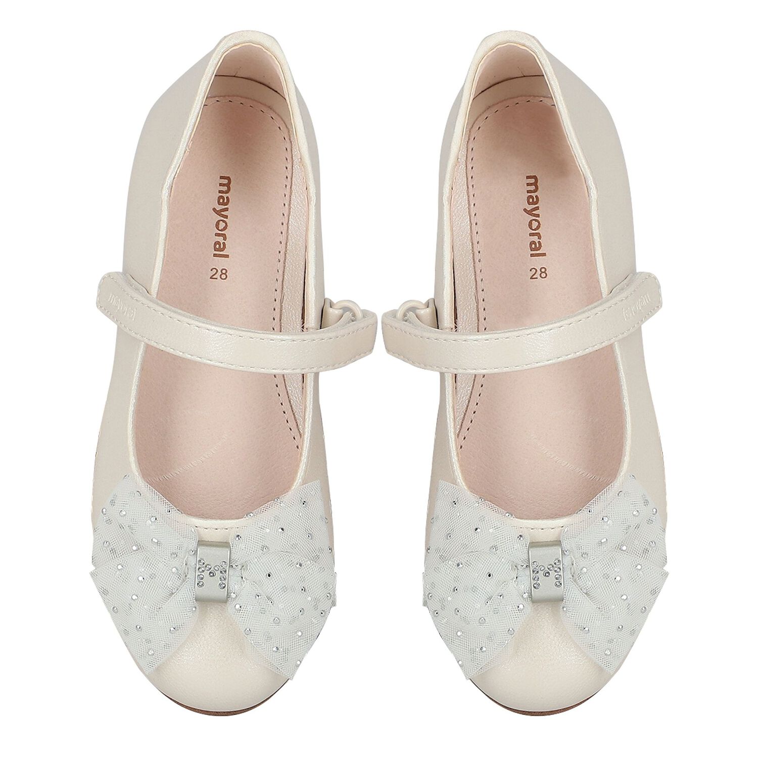 Girls Ivory Bow Shoes, 3, hi-res image number null
