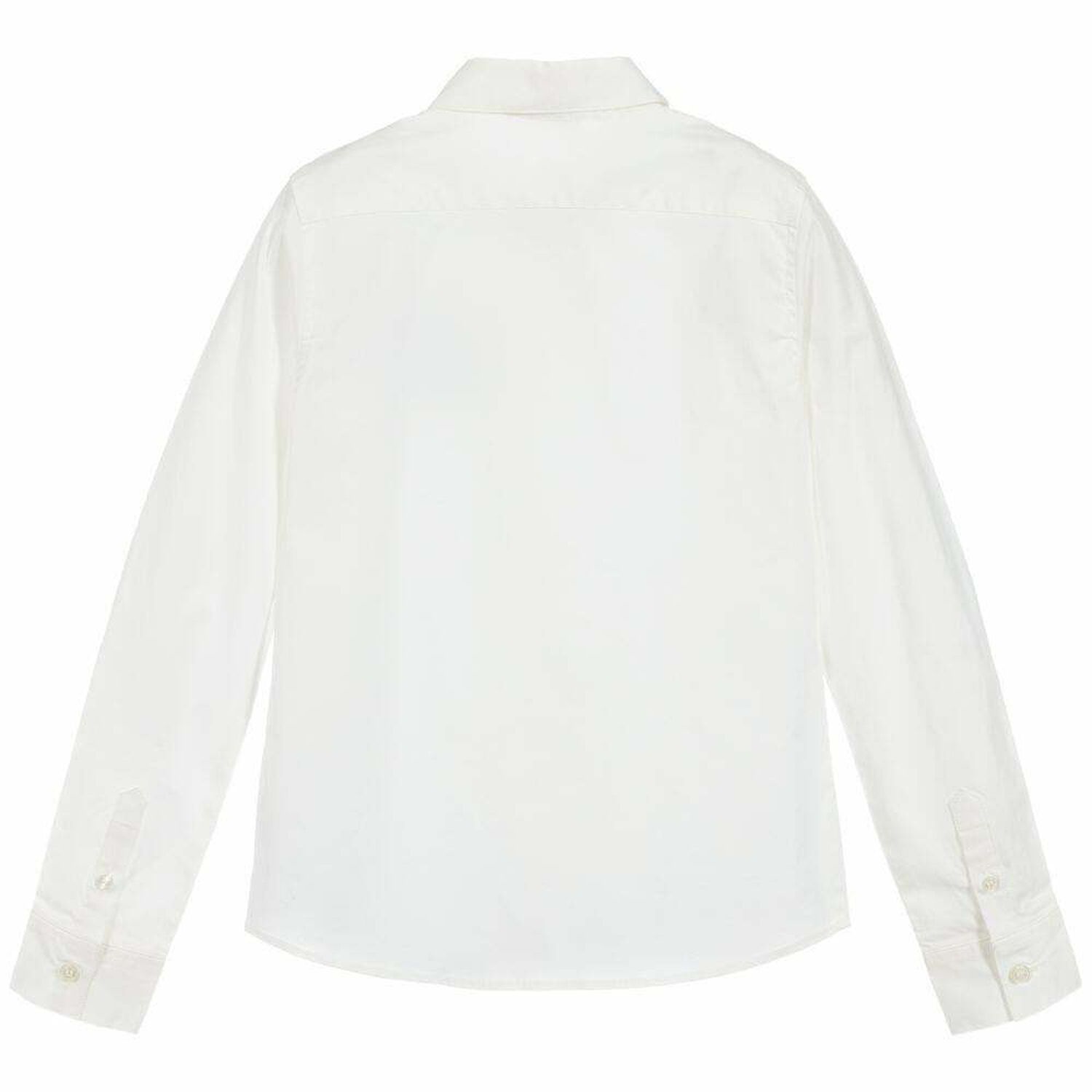 Boys White Cotton Logo Shirt, 1, hi-res