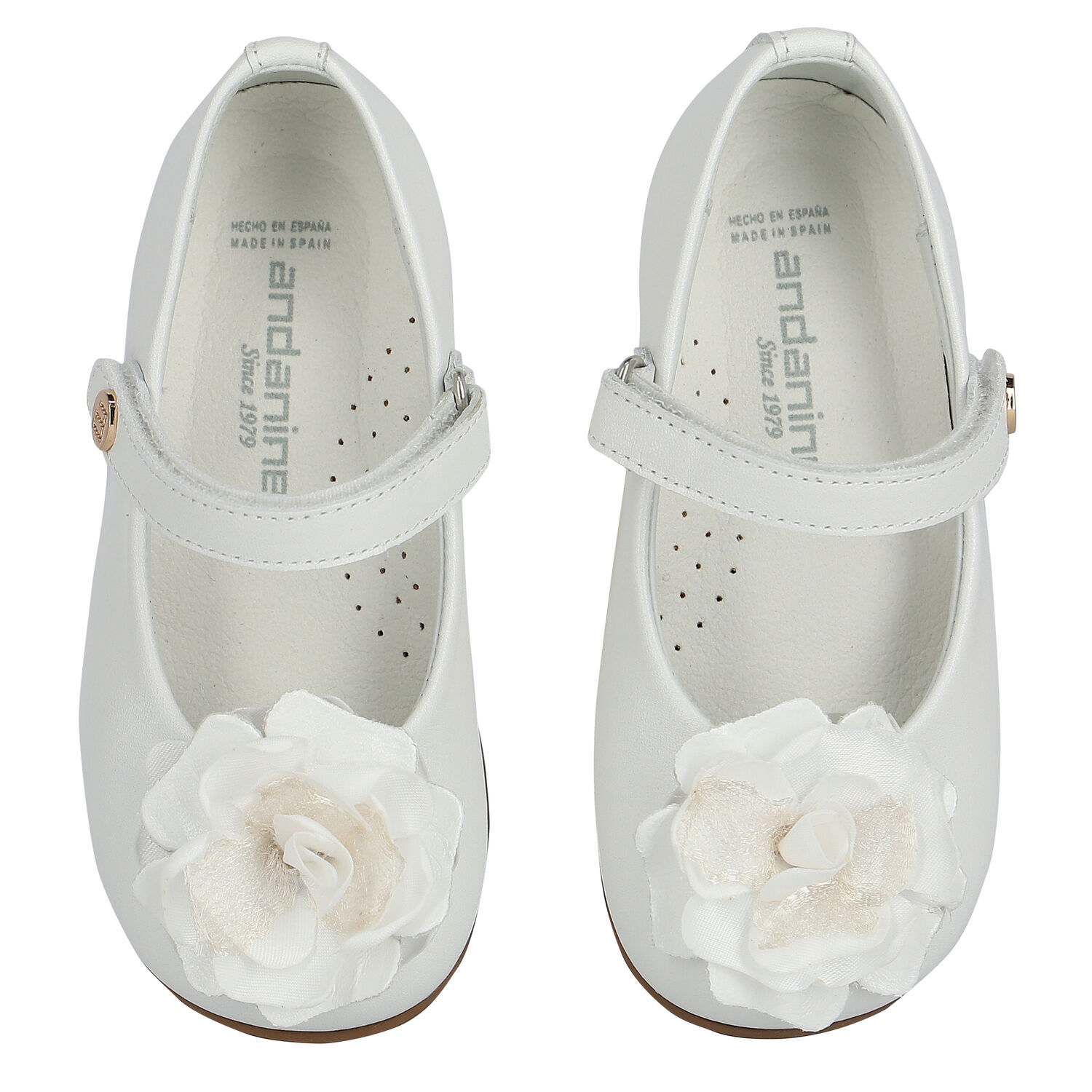 Younger Girls White Flower Shoes, 1, hi-res
