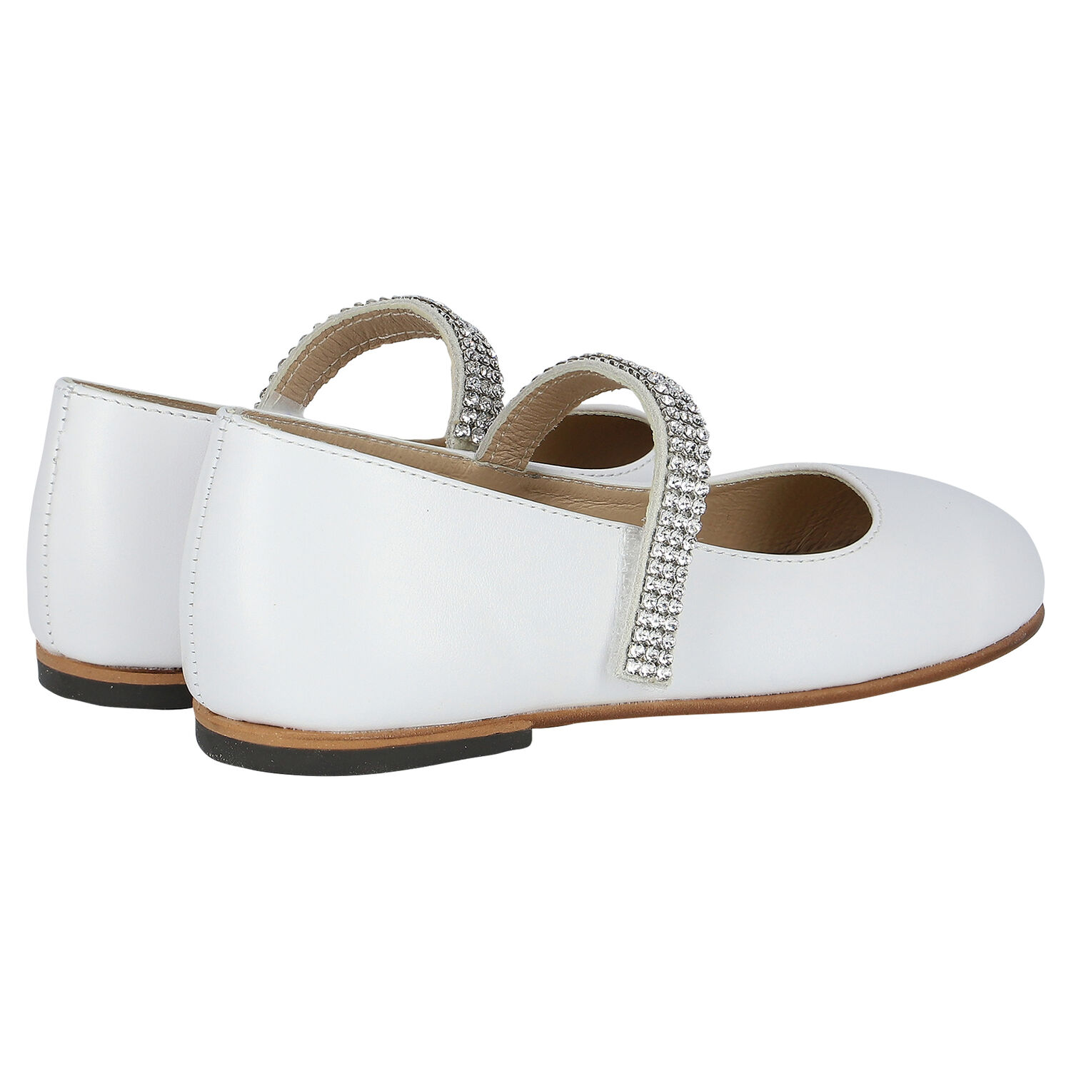 Girls Ivory Swarovski Crystal Shoes, 1, hi-res