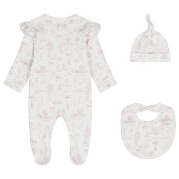 Baby Girls White & Pink Swan Babygrow Gift Set 
