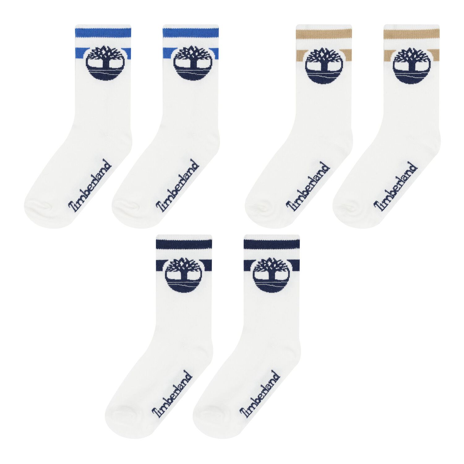 Baby Boys White Logo Socks ( 3 Pack ), 1, hi-res