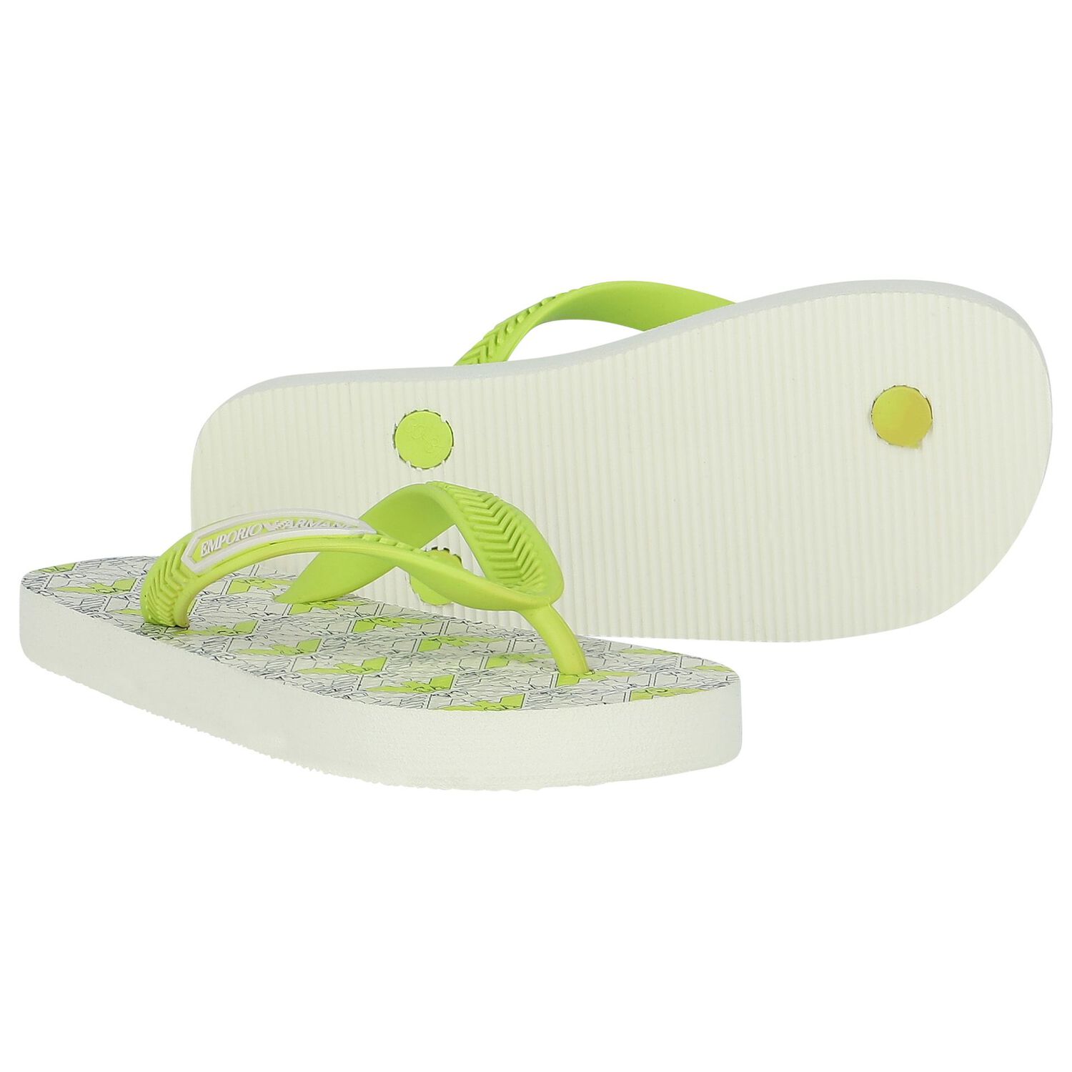 Ivory & Green Logo Flip Flops, 1, hi-res