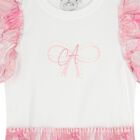 Girls Pink Bow Broderie Anglaise Dress, 1, hi-res