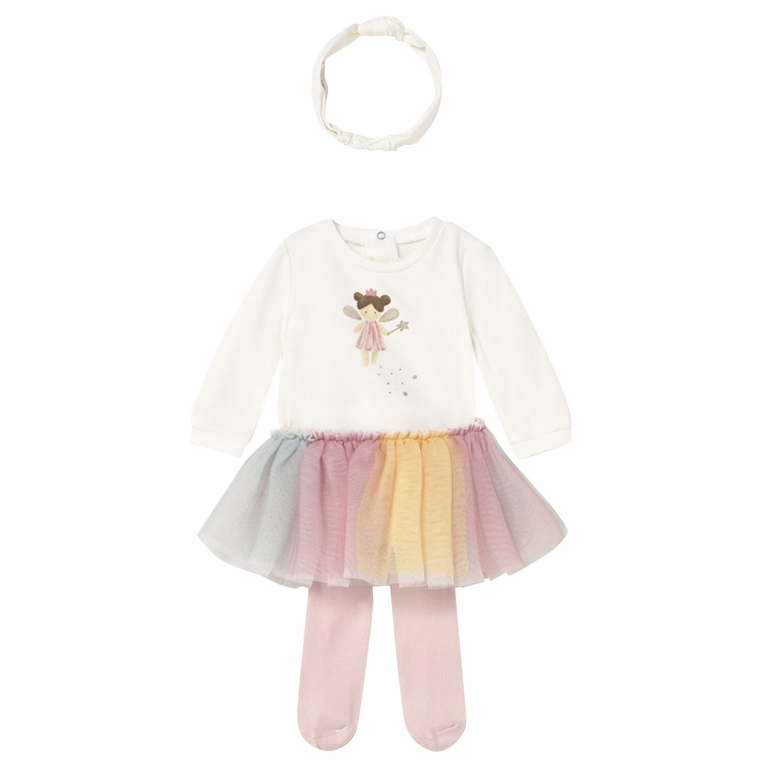 Baby Girls Ivory 3 Piece Bodysuit & Tutu Set, 1, hi-res