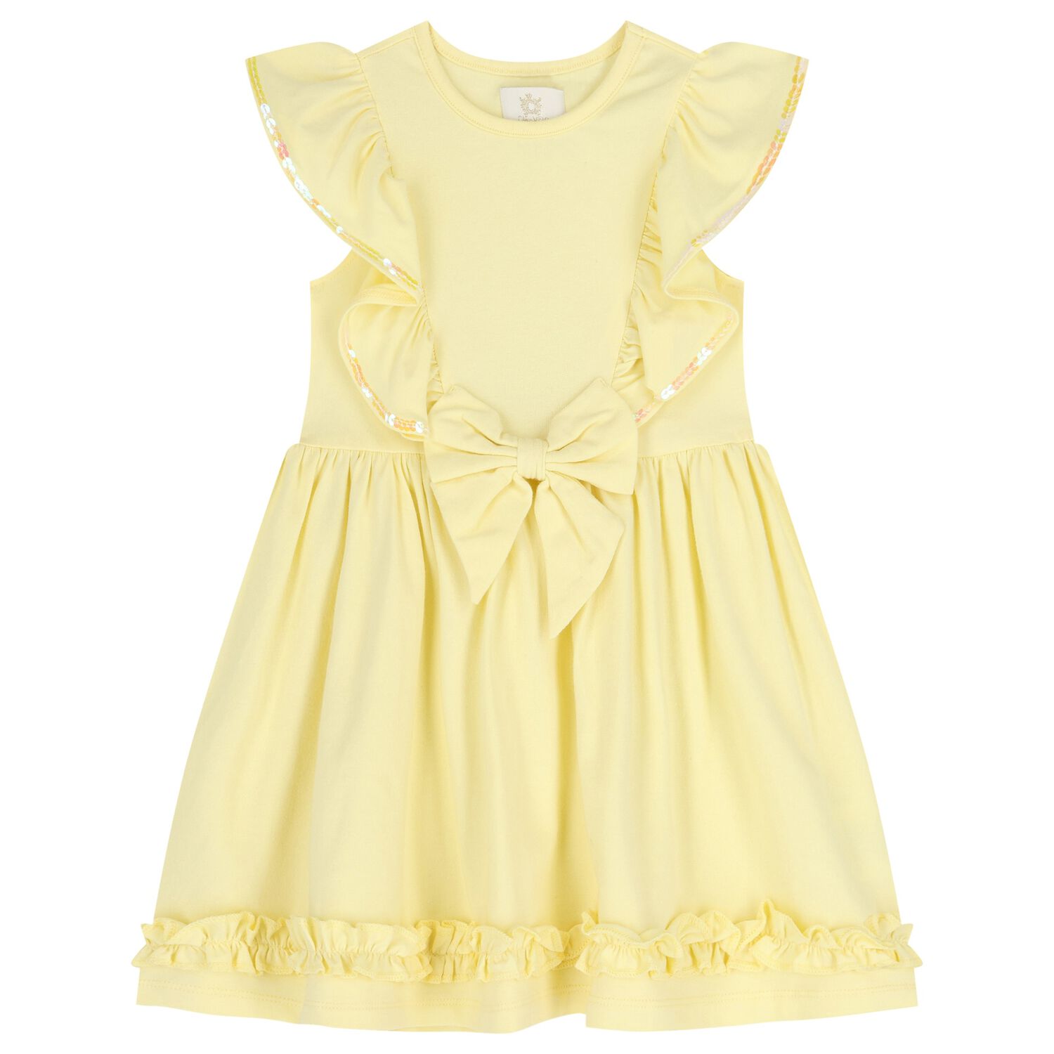 Girls Yellow Ruffle Dress, 3, hi-res