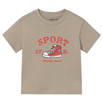 Younger Boys Beige Shoe T-Shirt