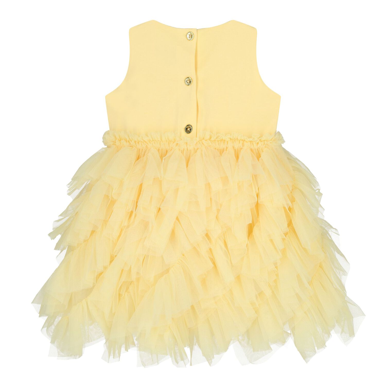 Baby Girls Yellow Tulle Ruffles Dress, 2, hi-res