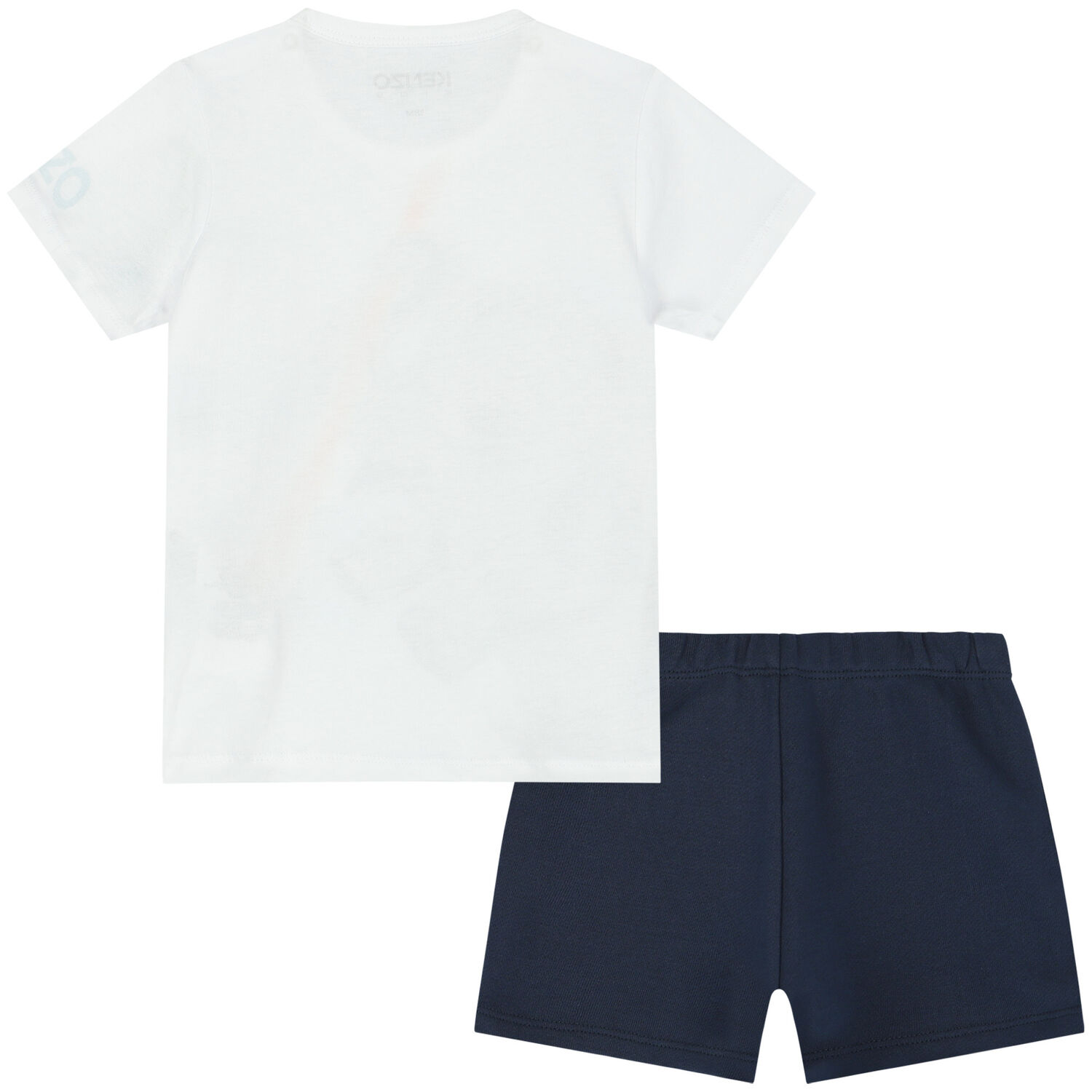 Younger Boys White & Navy Blue Logo Shorts Set, 1, hi-res
