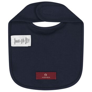 Baby Boys Navy Blue & White Logo Bib