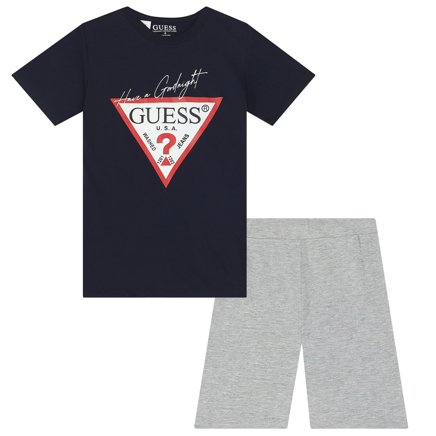 Boys Navy & Grey Logo Shorts, 1, hi-res image number null