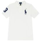 Boys White Logo Polo Shirt, 1, hi-res