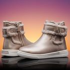 Girls Gold Faux Fur Boots , 1, hi-res
