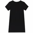 Girls Black & Gold Logo Dress, 1, hi-res