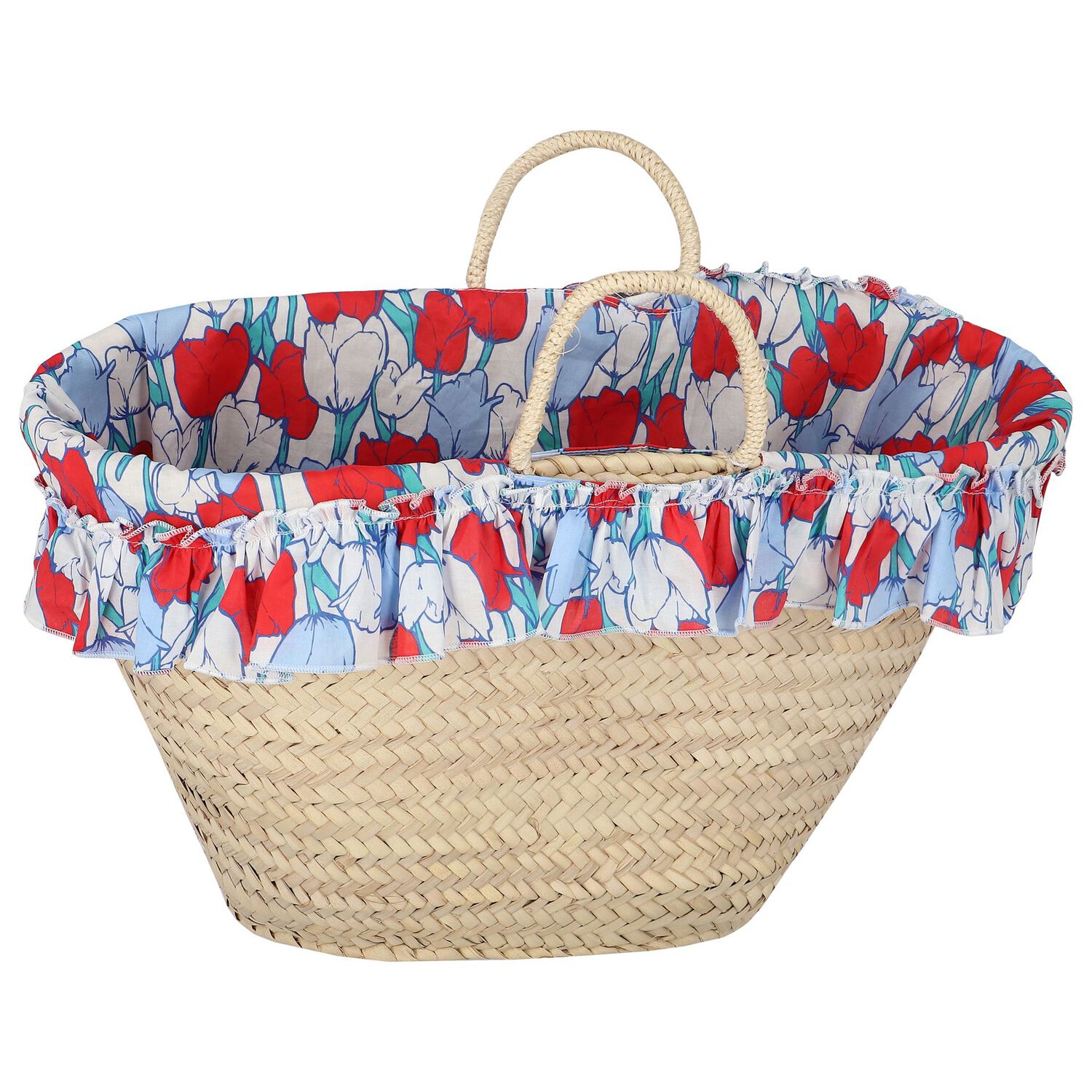 Girls Beige Floral Beach Bag, 1, hi-res